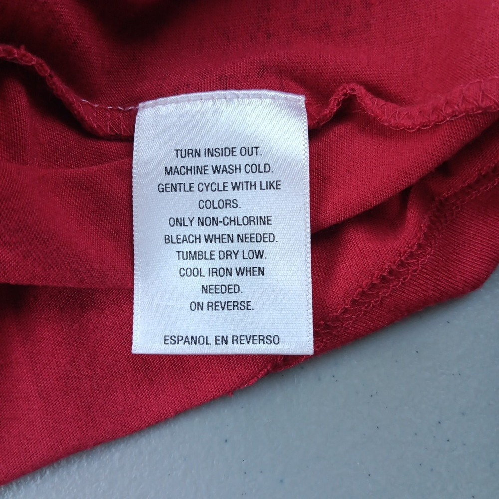 Y2K Long Sleeve T Shirt Womens Large Red with Velvet Texture Scuba Back Goth - Picture 11 of 11